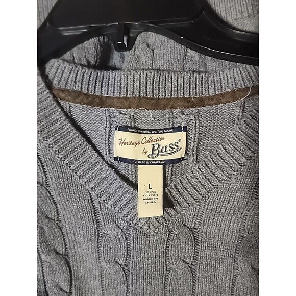 G.H. Bass Heritage Collection Women’s Large Gray Cable Knit Cotton Sweater - Picture 5 of 7